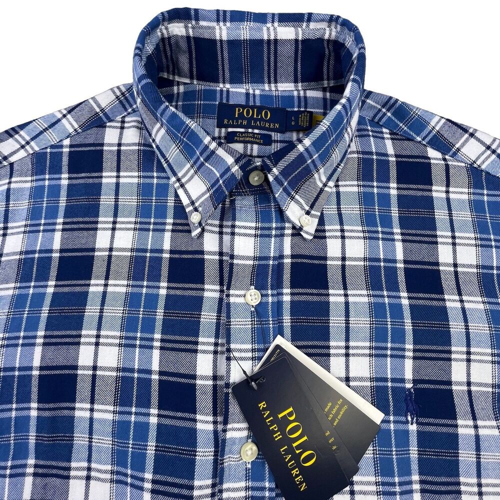Polo Ralph Lauren Shirt Men L Classic Fit Performance Button Down Oxford NEW